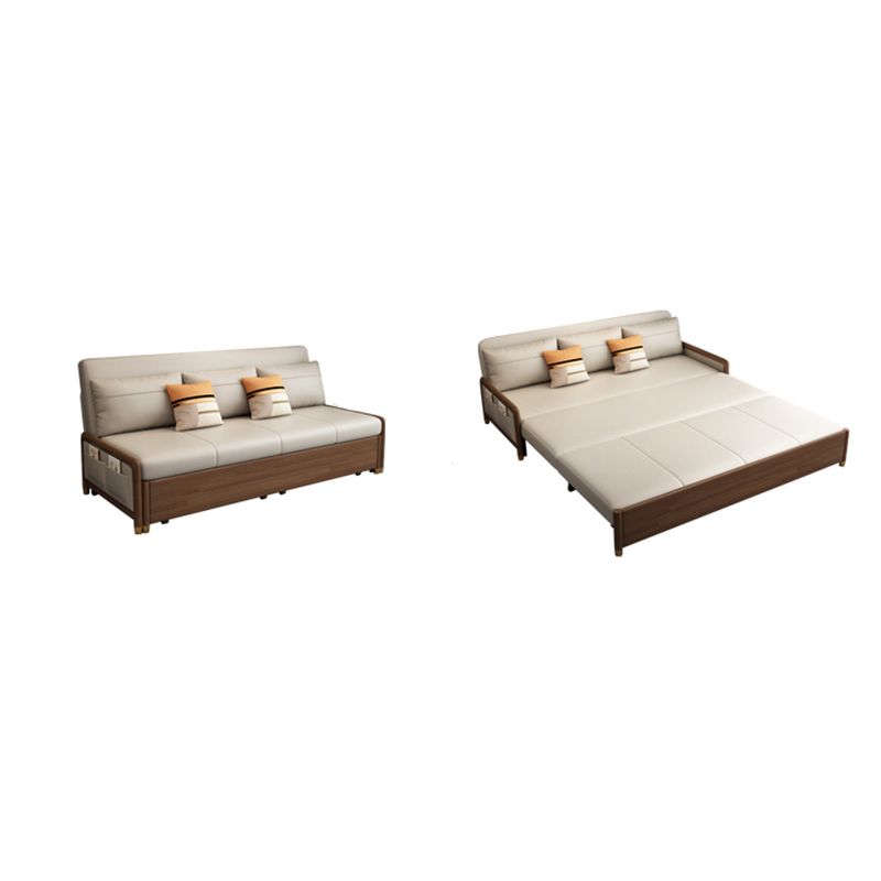 アームレスコンテンポラリーフェイクレザーコンバーチブルベッドのセッティー2枕付き