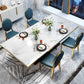 Modern Style Marble Table with White Table and Gold Trestle Base for Home Use Clearhalo 'Dining Room Sets' 'Dining Tables & Seating' 'dining_room_set' 'furn' 'furn_dining_room_set' 'Furniture' 'furniture_dining_room_set' 'Kitchen & Dining Furniture' 'kitchen&dining_furn' 'kitchen' 1200x1200_4ebe2376-10c8-4d0e-a818-e8b1ba796276