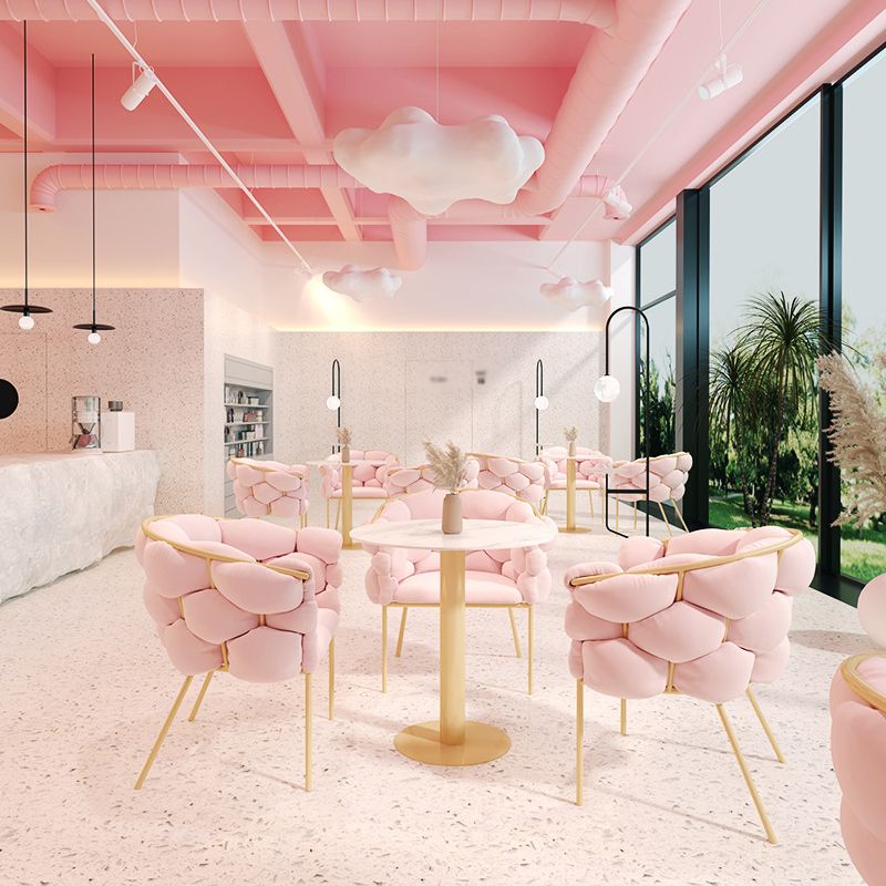 Glam Style Dining Room Set with Round Sintered Stone Top and Pedestal Base Dining Furniture Clearhalo 'Dining Room Sets' 'Dining Tables & Seating' 'dining_room_set' 'furn' 'furn_dining_room_set' 'Furniture' 'furniture_dining_room_set' 'Kitchen & Dining Furniture' 'kitchen&dining_furn' 'kitchen' 1200x1200_4ec051b5-5516-45c2-a515-9389b62f80c9