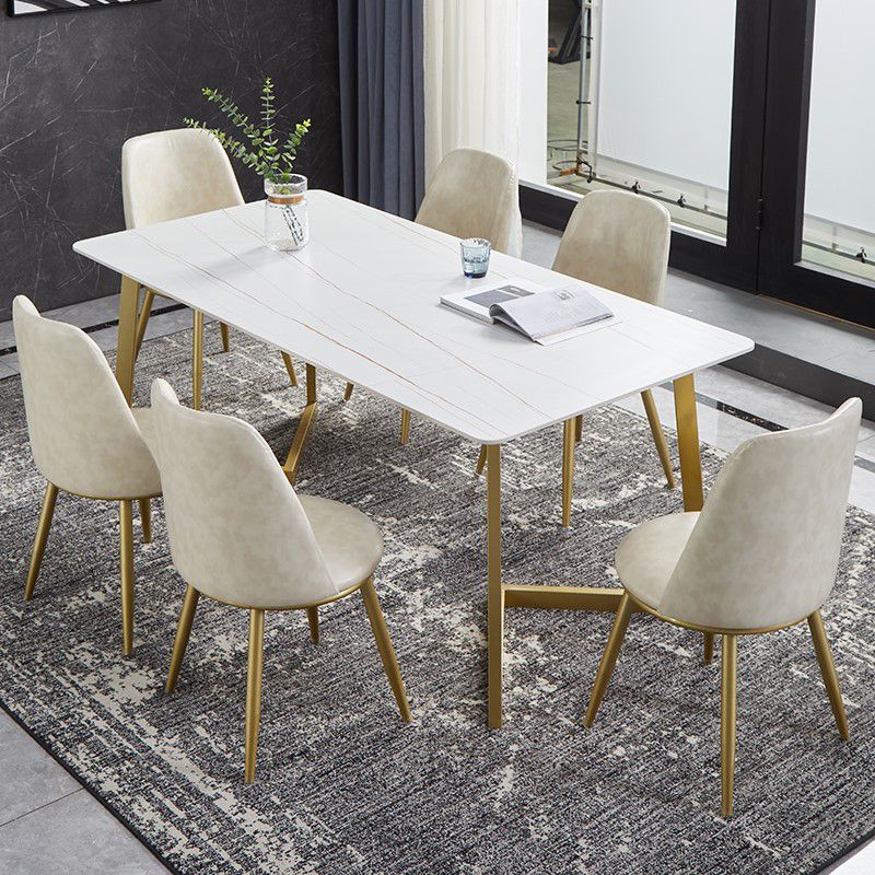 Luxury 1/4/5/7 Pieces Dining Set Sintered Stone Top Dining Table with Leather Chairs Clearhalo 'Dining Room Sets' 'Dining Tables & Seating' 'dining_room_set' 'furn' 'furn_dining_room_set' 'Furniture' 'furniture_dining_room_set' 'Kitchen & Dining Furniture' 1200x1200_4ec07bf9-f2f5-4fd5-b6c8-36364c355750