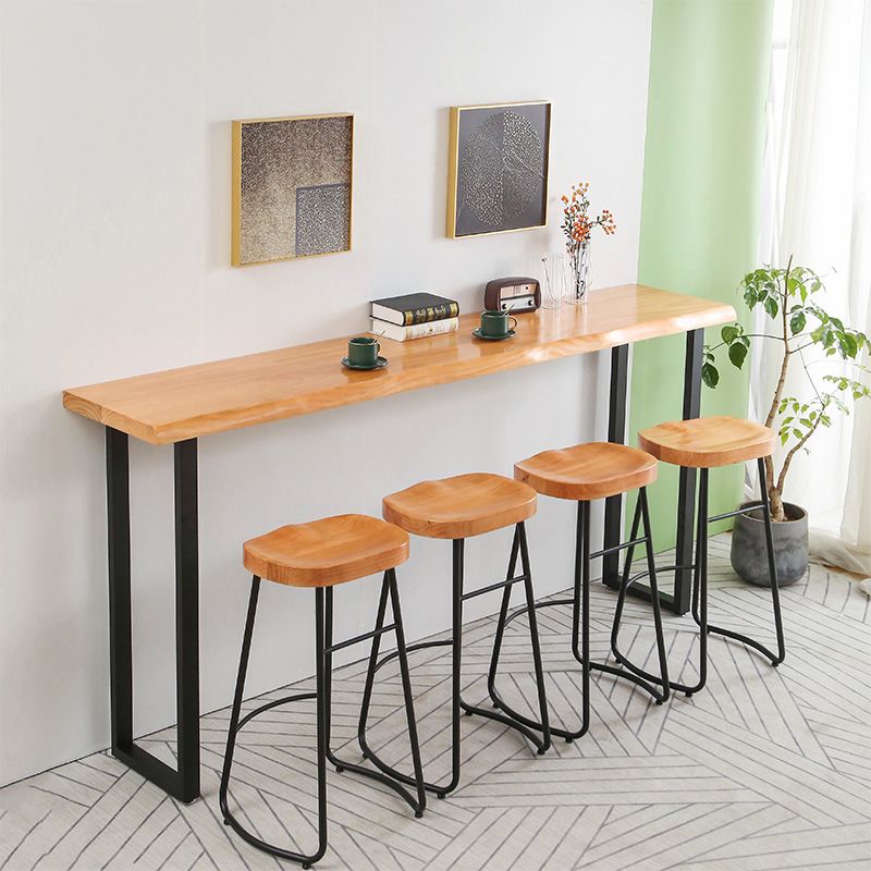 PIne Wood Bar Dining Table Modern Bar Table with Sled Base for Milk Tea Shop Kitchen Clearhalo 'Bar Furniture' 'Bar Tables' 'bar_tables' 'furn' 'furn_bar_tables' 'Furniture' 'furniture_bar_tables' 'Kitchen & Dining Furniture' 1200x1200_4ec2dd25-16f6-467a-85e0-65fd8d072e7a