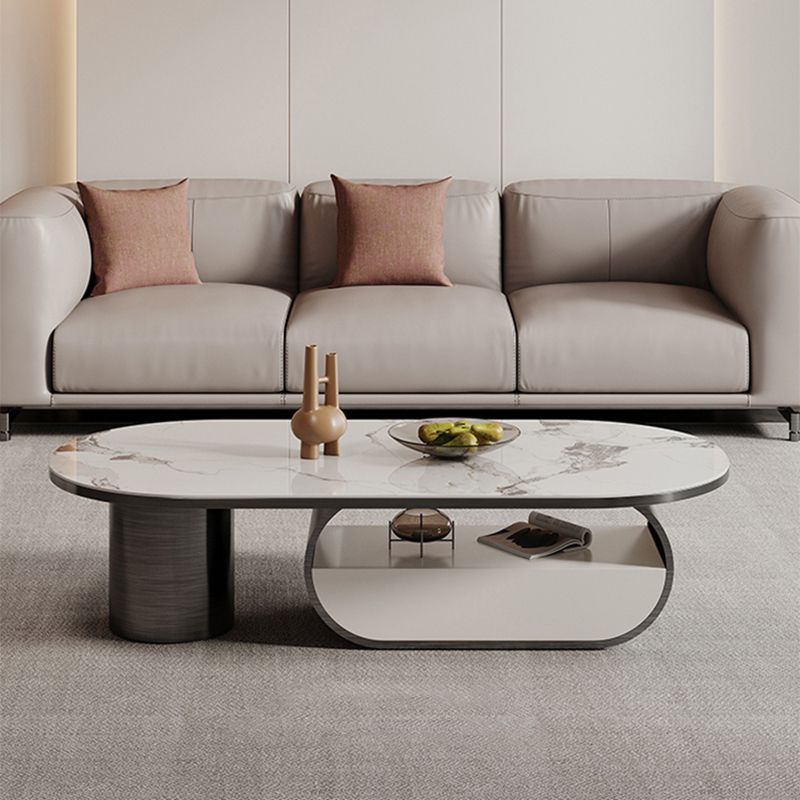 Abstrakter Kaffeetisch -Schiefer -Cocktailtisch mit Lagerschublade und Regal