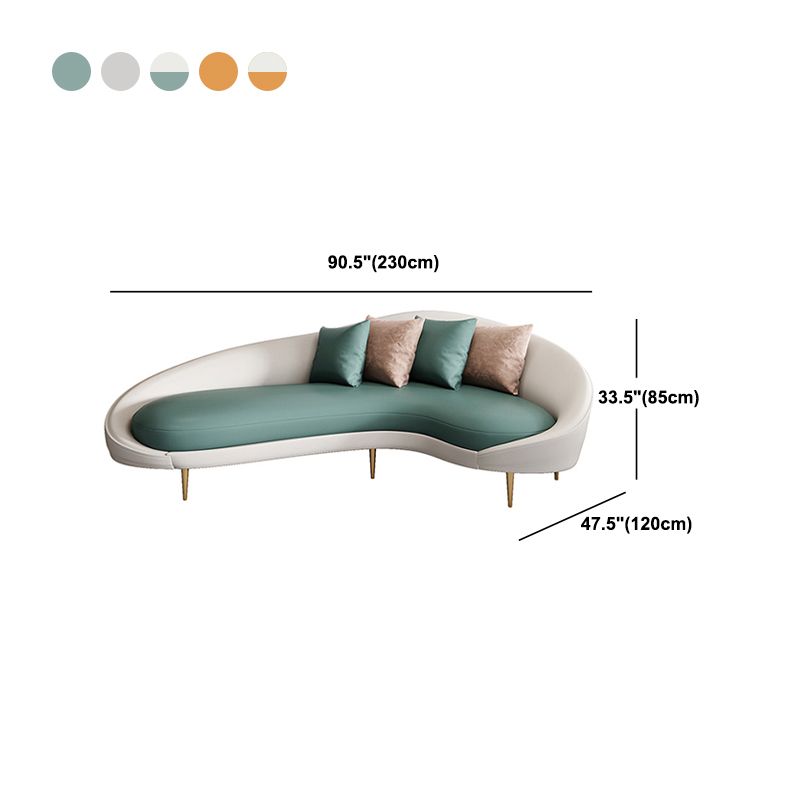 Hedendaagse faux leer gebogen bank met een slopende arm voor woonkamer