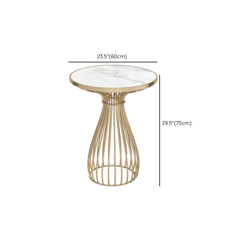 Glam White Faux Marble Top Kitchen Table with Gold Metal Legs