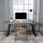 29.53" Tall Rectangular Office Desk Solid Wood Writing Desk with Iron Legs