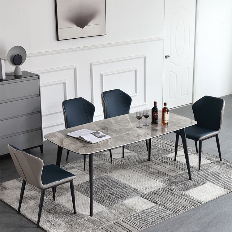 Modern Rectangle Dinette Set 1/2/5/7 Pieces Grey Sintered Stone Top Dining Table Set Clearhalo 'Dining Room Sets' 'Dining Tables & Seating' 'dining_room_set' 'furn' 'furn_dining_room_set' 'Furniture' 'furniture_dining_room_set' 'Kitchen & Dining Furniture' 1200x1200_4ec87816-0c19-4df3-a975-6a613c2afca8