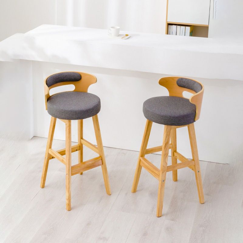 Scandinavian Low Back Upholstered Footrest Bar Stool Home Rubberwood Stool Clearhalo 'Bar Furniture' 'Bar Stools' 'bar_stools' 'furn' 'furn_bar_stools' 'furniture_bar_stools' 'Kitchen & Dining Furniture' 'kitchen&dining_furn' 'kitchen' 'kitchen_furn' Furniture' 1200x1200_4ecb3988-9124-4500-a603-ac59cce17049