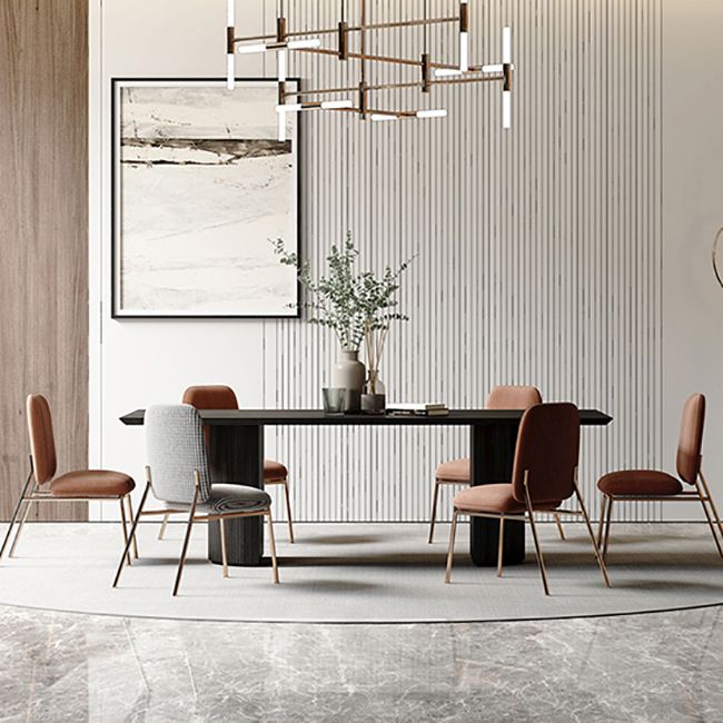 Solid Wood Black Tone Table Simplicity Double Pedestal Table for Dining Room Clearhalo ' dining_table' 'Dining Tables & Seating' 'Dining Tables' 'furn' 'furn_dining_table' 'Furniture' 'furniture_dining_table' 'Kitchen & Dining Furniture' 'kitchen&dining_furn' 'kitchen' 'kitchen_dining_table' 1200x1200_4ecb419c-90ff-4b5c-bdd3-72f79d0d3ceb