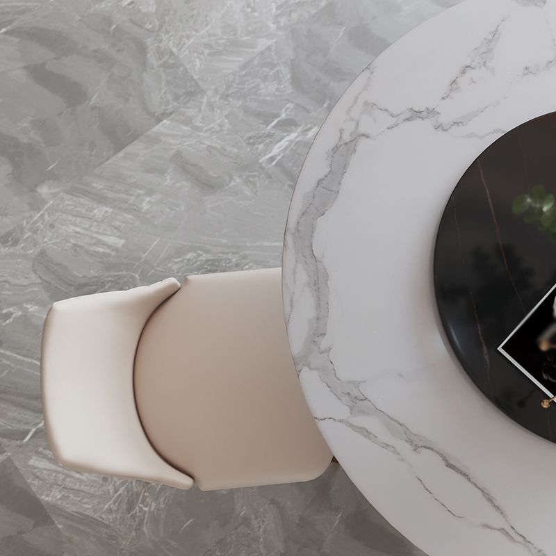 Glam 1/4/7 Pieces Round Dinette Set White Sintered Stone Dining Table Set with Turntable Clearhalo 'Dining Room Sets' 'Dining Tables & Seating' 'dining_room_set' 'furn' 'furn_dining_room_set' 'Furniture' 'furniture_dining_room_set' 'Kitchen & Dining Furniture' 1200x1200_4ecbcfd6-eff9-45b5-8349-cf668dc73dec