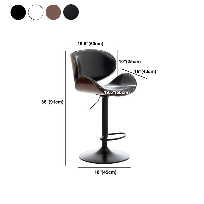 Contemporary Metal Adjustable Barstool Leather Counter Stool with Swivel in Matte Finish Clearhalo 'Bar Furniture' 'Bar Stools' 'bar_stools' 'furn' 'furn_bar_stools' 'Furniture' 'Kitchen & Dining Furniture' 1200x1200_4ecc2aec-2d1e-4cf5-9704-ddebe2393222