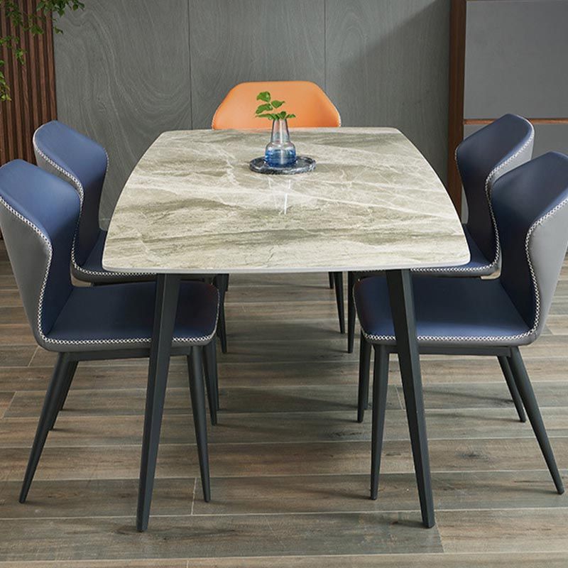 Rectangular Sintered Stone Dining Table Modern Furniture with 4 Legs in Matte Finish Home Clearhalo 'Dining Tables & Seating' 'Dining Tables' 'dining_table' 'furn' 'furn_dining_table' 'Furniture' 'Kitchen & Dining Furniture' 1200x1200_4eccefc5-16b3-46c5-be1c-39fc07bb6fff