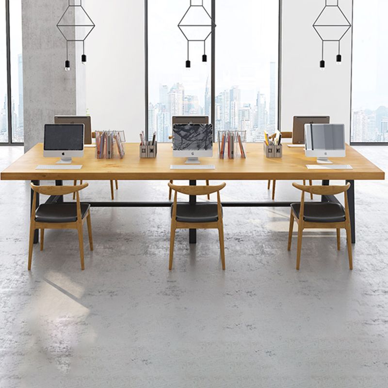 Rectangle Wood Color Dining Table Solid Wood Table Industrial with Trestle Base Clearhalo ' dining_table' 'Dining Tables & Seating' 'Dining Tables' 'furn' 'furn_dining_table' 'Furniture' 'furniture_dining_table' 'Kitchen & Dining Furniture' 'kitchen&dining_furn' 'kitchen' 'kitchen_dining_table' 1200x1200_4ecd7be2-9772-4c70-ad88-27b7029a9b23
