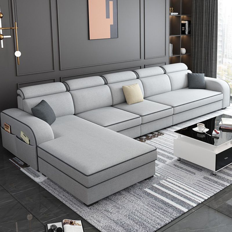 Contemporary Sofa Grey L-Shape High Back Square Arm Sectional with Storage Clearhalo 'furn' 'furn_sectionals' 'Furniture' 'furniture_sectionals' 'Living Room Furniture' 'Sectionals' 1200x1200_4ecddc34-4f4b-4036-b5bc-7b8dd1d9dde7