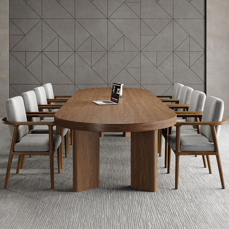 Moderne massieve houten tafel voor restaurant ovale tafel met 4 poten