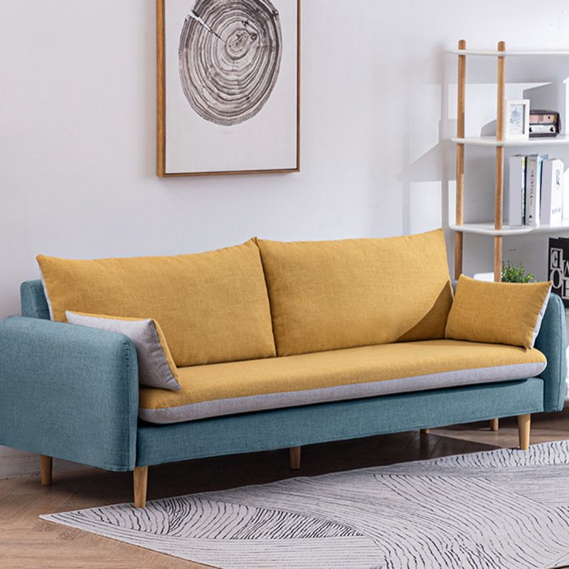 Modern Wood Legs Fabric Sofa Standard Square Arm Loose Back Sofa Clearhalo 'furn' 'furn_sofas' 'Furniture' 'furniture_sofas' 'kitchen' 'kitchen_sofas' 'Living Room Furniture' 'Sofa' 'sofas' 1200x1200_4ecf6cd8-dd1c-418b-9cea-9fc75015c04e