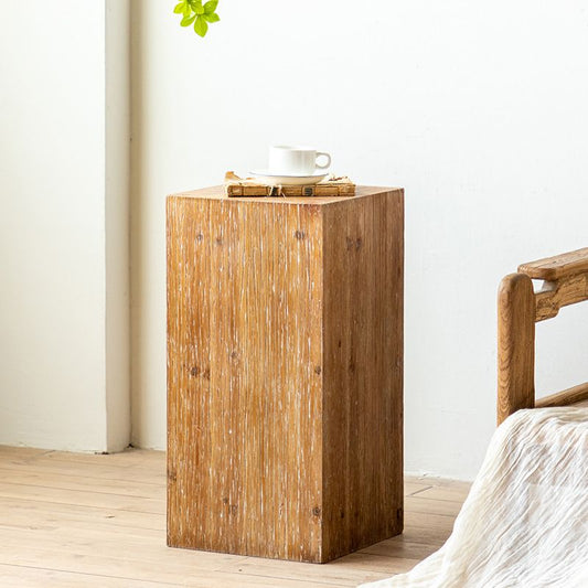 Solid Wood Rustic Side Table Square End Table in Distressed Finish