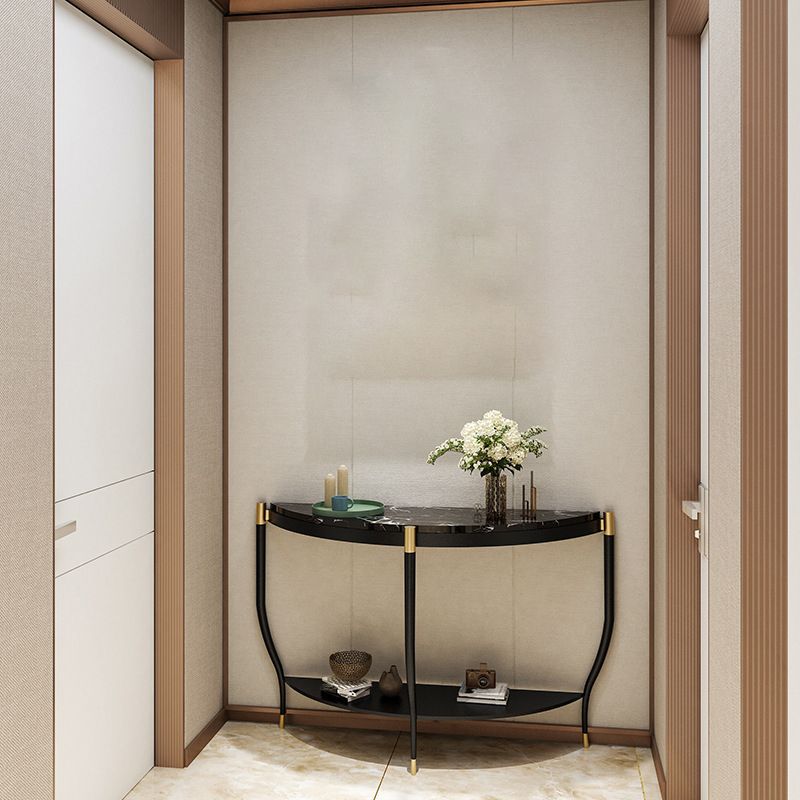 Marmor Half Moon Konsole Tabelle 2-Shelf 33,46 "hoher Akzenttisch für die Halle