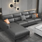 Grey Faux Leather Square Arm Sectional with Adjustable Bolster Pillows, Stain Resistant Clearhalo 'furn' 'furn_sectionals' 'Furniture' 'furniture_sectionals' 'kitchen' 'kitchen_sectionals' 'Living Room Furniture' 'Sectionals' 1200x1200_4ed50a91-1649-417a-8365-01bd1f8bd388