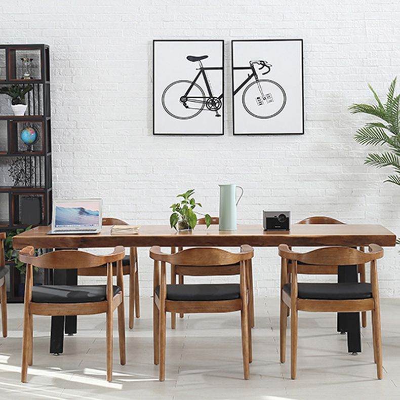 Mesa de comedor de madera sólida mesa rectangular moderna con 4 patas