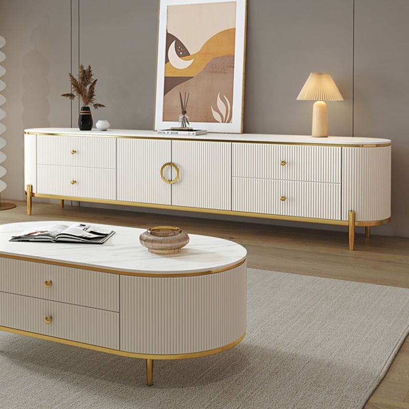 Glam TV Console Stone Media Console Enclosed Storage Console with 4 Drawers Clearhalo 'furn' 'furn_tv_stands_entertainment_centers' 'Furniture' 'Living Room Furniture' 'TV Stands & Entertainment Centers' 'TV Stands & Media Storage Furniture' 'tv_stands_entertainment_centers' 1200x1200_4ed59b29-44ae-437b-abfe-bc6ab36db15a