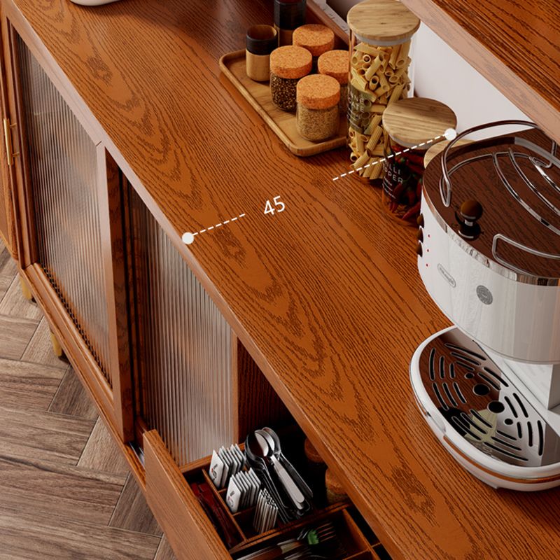 Moderne Poplar Dining Hutch Glass Deuren Display Cabinet met deuren voor eetkamer