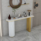 14 inch Wide Glam Console Table Oval Stone Stain Resistant Accent Table for Hall