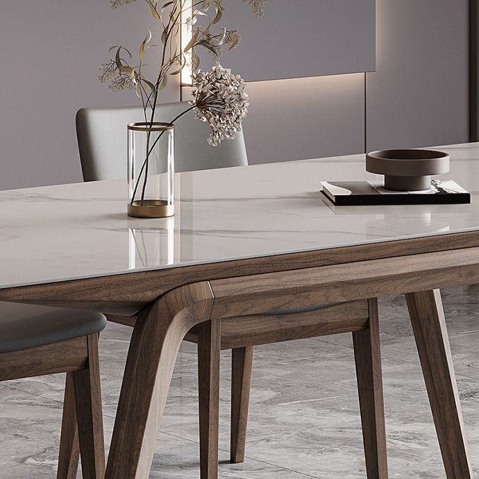 Mesa de comedor industrial Mesa de comedor rectangular de piedra en blanco