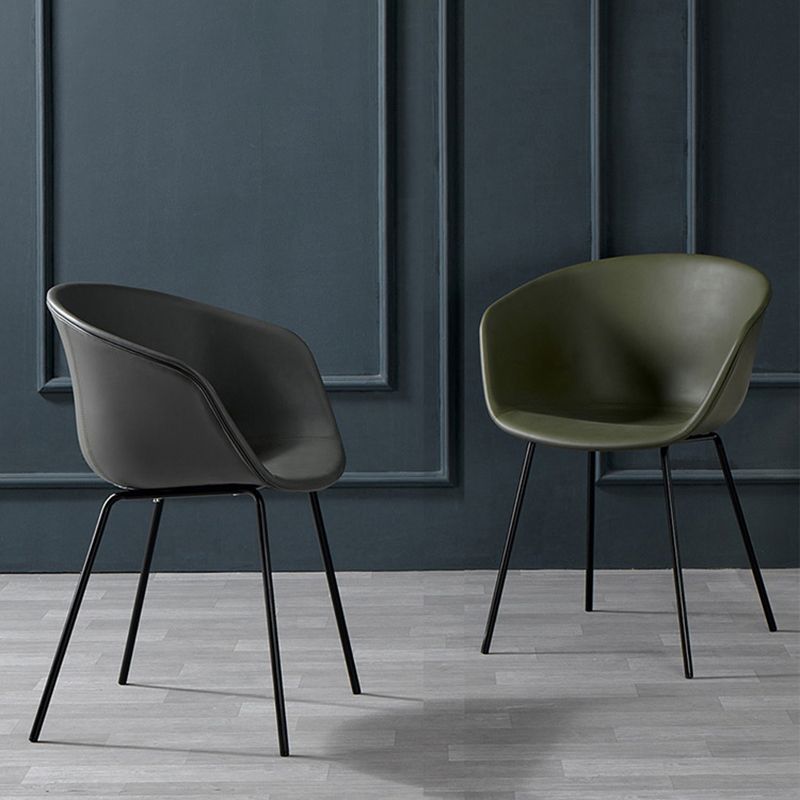 Leather Metal Industrial Dining Chair Dining Room Solid Back Chair with Arm Clearhalo ' kitchen&dining_furn' 'Dining Chairs' 'Dining Tables & Seating' 'dining_chair' 'Furniture' 'furniture_dining_chair' 'Kitchen & Dining Furniture' 'kitchen' 1200x1200_4edd7778-8717-49db-90d5-138868b0296e