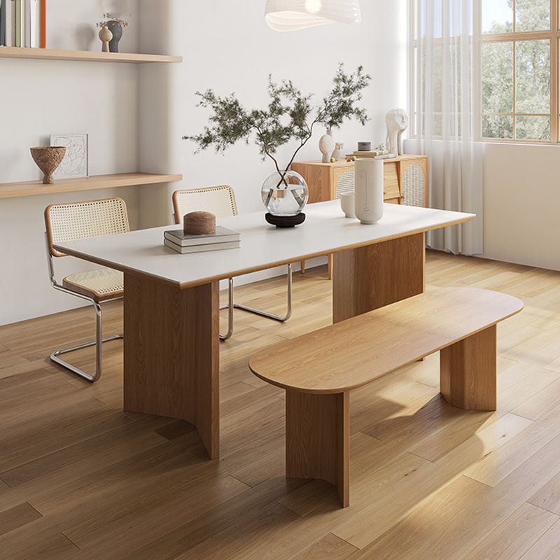 Contemporary Rectangle Table Sintered Stone Table with Wood Legs for Kitchen Clearhalo 'Dining Tables & Seating' 'Dining Tables' 'dining_table' 'furn' 'furn_dining_table' 'Furniture' 'Kitchen & Dining Furniture' 1200x1200_4edef415-1b9f-4f51-93f8-ee5664be9f12