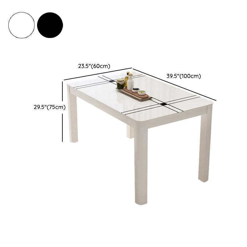 Modern Rectangular Dining Table Glass Tabletop for Living Room