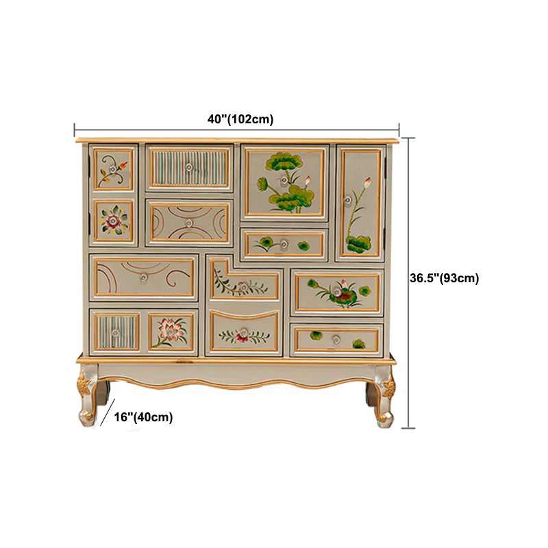 15,6-inch W dressoir traditionele massieve houten opbergkast met 9 laden