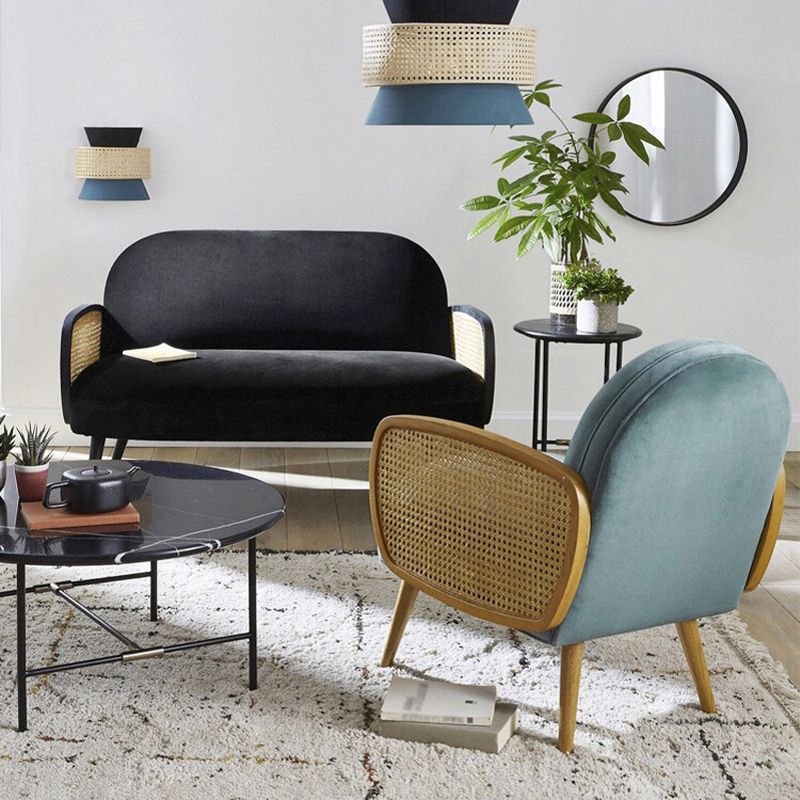 Modern Velvet Sofa 31"W Recessed Arm Tight Back Sofa with Living Room Clearhalo 'furn' 'furn_sofas' 'Furniture' 'furniture_sofas' 'kitchen' 'kitchen_sofas' 'Living Room Furniture' 'Sofa' 'sofas' 1200x1200_4ee0fcf2-286e-44f8-b3da-f21e3eb184db