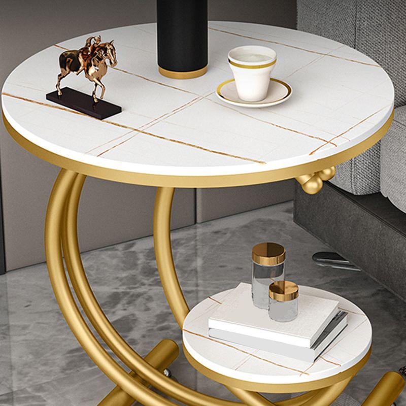 19.6"/23.6" Modern Slate Round End Table Metal C Side Table with Shelf