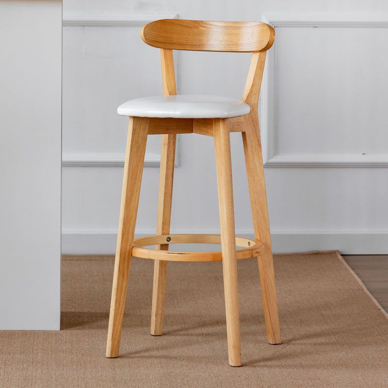 Nordic Solid Wood Bar Stools Upholstered Indoor Bar Stool with Natural Base Clearhalo 'Bar Furniture' 'Bar Stools' 'bar_stools' 'furn' 'furn_bar_stools' 'Furniture' 'Kitchen & Dining Furniture' 1200x1200_4ee344ac-67b3-4bdc-a239-58b7f1238e94