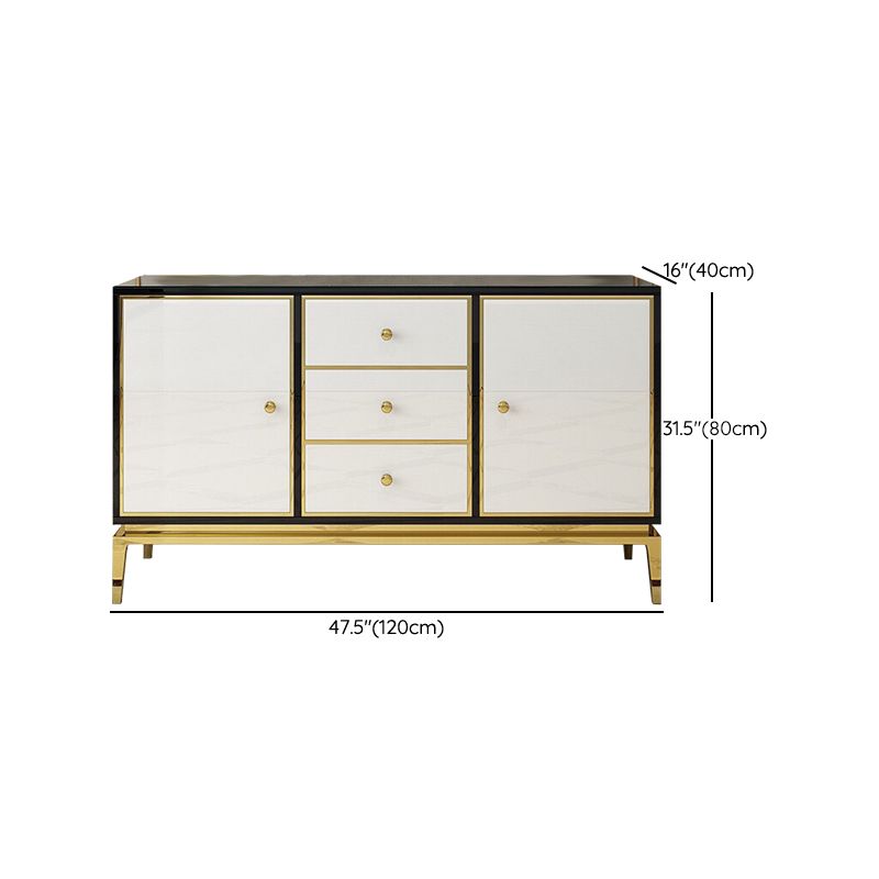 Glam Sideboard Buffet Mirrored 3 Drawers and 2 Doors Cabinets Buffet Sideboard Clearhalo 'buffet_sideboard' 'Buffets & Sideboards' 'furn' 'furn_buffet_sideboard' 'Furniture' 'Kitchen & Dining Furniture' 1200x1200_4ee408f1-221f-476b-b168-c29414231e0f