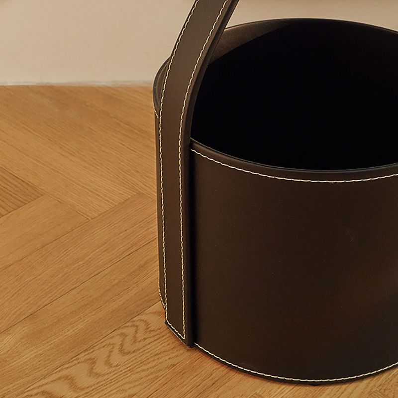 コンテンポラリーラウンドサイドエンドテーブルレザーペデスタルエンドテーブル