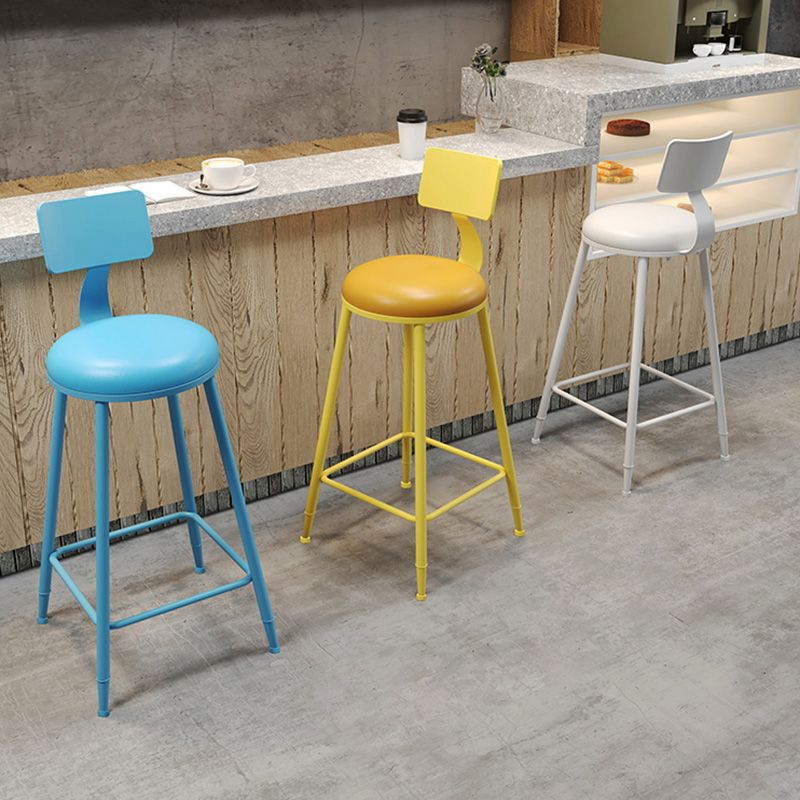 Modern Armless Backrest Counter Stool Iron Dessert Shop Bar Stool with Leather Cushion Clearhalo 'Bar Furniture' 'Bar Stools' 'bar_stools' 'furn' 'furn_bar_stools' 'furniture_bar_stools' 'Kitchen & Dining Furniture' 'kitchen&dining_furn' 'kitchen' 'kitchen_furn' Furniture' 1200x1200_4ee8b38b-48a5-4d0f-a762-a0ffb429d142