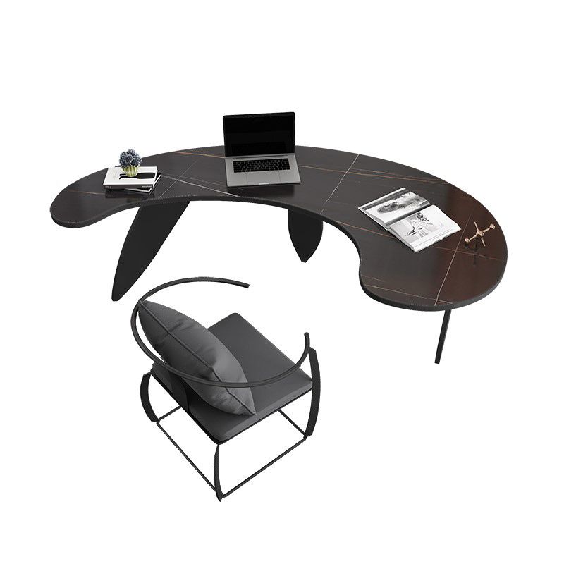 Free Form Contemporary Writing Desk Sintered Stone Pedestal Base Desk Clearhalo 'Furniture' 'furniture_office_desk' 'Office Desks' 'Office Furniture' 'office_desk' 1200x1200_4ee916f1-6fd2-46de-8b19-b5046d8a6d6d