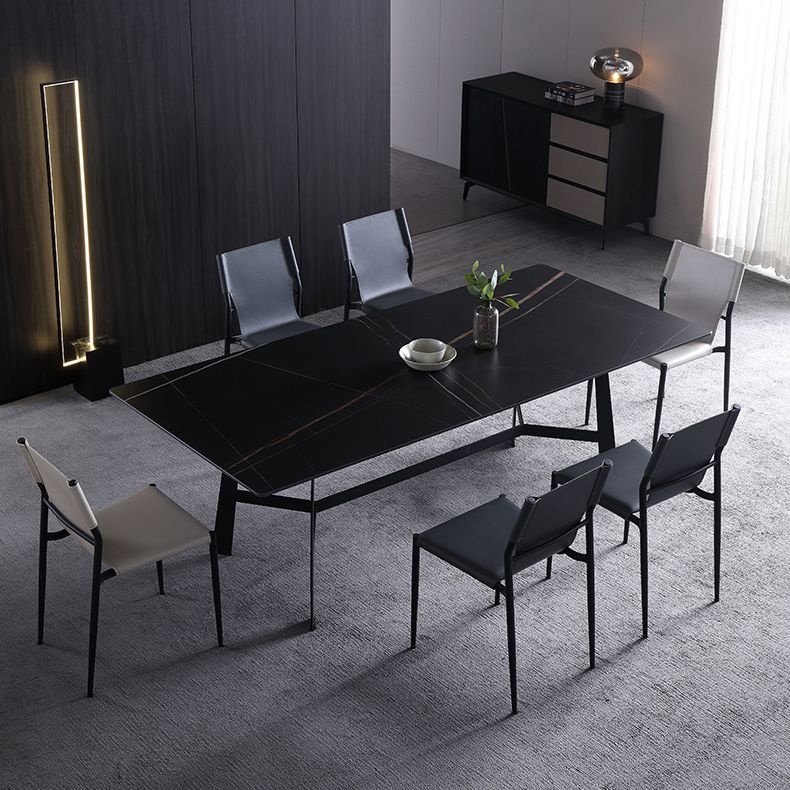 Designer Style Leather Balcony Side Chair Solid Back Dining Chair with Black Legs Clearhalo ' kitchen&dining_furn' 'Dining Chairs' 'Dining Tables & Seating' 'dining_chair' 'furn' 'furn_dining_chair' 'Furniture' 'furniture_dining_chair' 'Kitchen & Dining Furniture' 'kitchen' 1200x1200_4ee91f22-05b6-4d81-aebf-600871a146bd