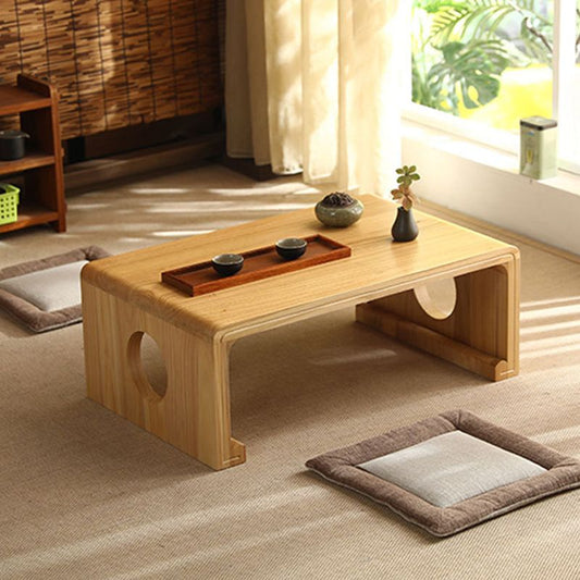 Rectangular Abstract Base Design Nordic Style Coffee Table Made of Solid Wood