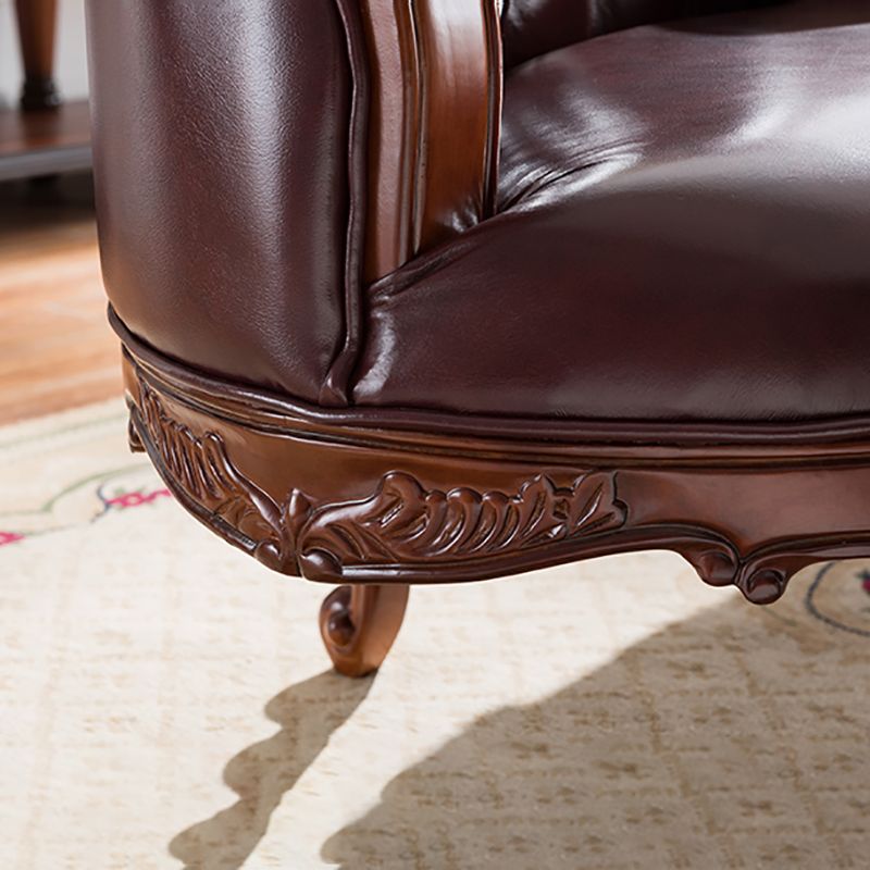 Traditional Dark Brown Genuine Leather Chaise Rolled Arms Tufted Accent Chair Clearhalo 'Chairs & Seating' 'Chaise Lounge' 'chaise_lounge' 'furn' 'furn_chaise_lounge' 'Furniture' 'Living Room Furniture' 1200x1200_4eebcf48-36e7-4d8c-80dd-7418462c96f9