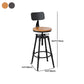 Industrial Metal Barstool Low Back Wood Footrest Adjustable Stool with Swivel