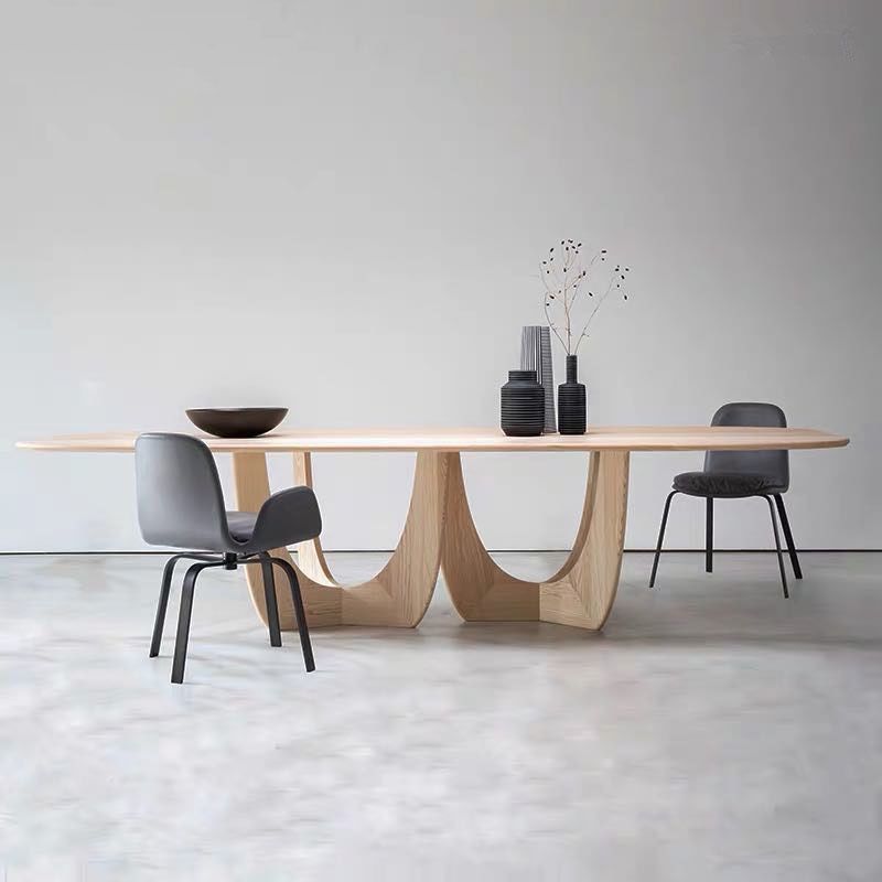 Contemporary Dining Table Oval Solid Wood Dinner Table Home Kitchen Dinner Clearhalo 'Dining Tables & Seating' 'Dining Tables' 'dining_table' 'furn' 'furn_dining_table' 'Furniture' 'Kitchen & Dining Furniture' 1200x1200_4eecca6c-6d6e-44f4-a687-8adcb8404723