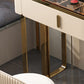 Modern Brown Glass Vanity Table with Stool Drawers Included Dressing Table