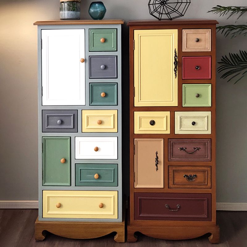 Industrieel hout accentkist met laden kleurrijke accentkast