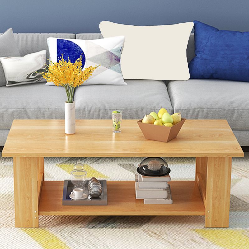 16.53" Tall Rectangle Top Coffee Table Wooden 4 Legs Cocktail Table with Shelf Clearhalo 'Coffee & Accent Tables' 'Coffee Tables' 'coffee_tables' 'furn' 'furn_coffee_tables' 'Furniture' 'Living Room Furniture' 1200x1200_4ef0604d-776e-4b4b-a198-f508ef398ebe