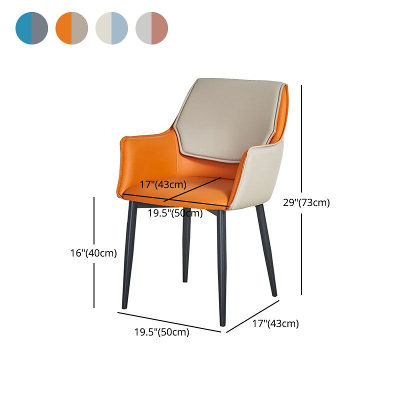 Modern Style Black Metal Arm Chair Upholstered Side Chair for Dining Room Clearhalo 'Dining Chairs' 'Dining Tables & Seating' 'dining_chair' 'furn' 'furn_dining_chair' 'Furniture' 'furniture_dining_chair' 'Kitchen & Dining Furniture' 1200x1200_4ef2e132-59fb-4eef-9c26-f5c3d91dbca1