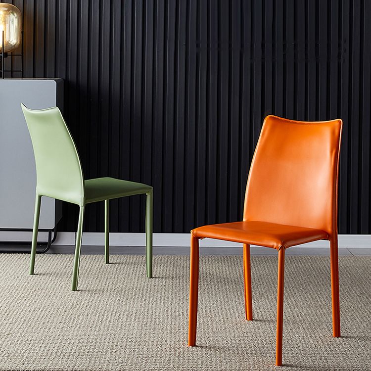 Solid Back Dining Armless Chairs Stackable Dining Side Chairs with Metal Legs Clearhalo ' kitchen&dining_furn' 'Dining Chairs' 'Dining Tables & Seating' 'dining_chair' 'furn' 'furn_dining_chair' 'Furniture' 'furniture_dining_chair' 'Kitchen & Dining Furniture' 'kitchen' 1200x1200_4ef47467-2853-45f7-85f8-d70fe197a8eb