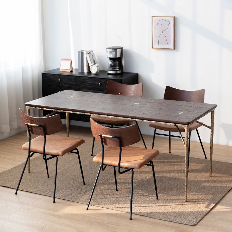 Traditional Luxury Dining Table Brown Solid Wood Dining Table with Metal Base Clearhalo ' dining_table' 'Dining Tables & Seating' 'Dining Tables' 'furn' 'furn_dining_table' 'Furniture' 'furniture_dining_table' 'Kitchen & Dining Furniture' 'kitchen&dining_furn' 'kitchen' 'kitchen_dining_table' 1200x1200_4ef4d10f-9a94-4d40-a786-7ed28cdb3459