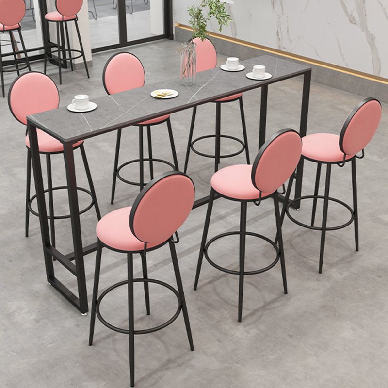 Metal Low Back Dining Stools Glam Armless Bar Stools with Black Metal Base